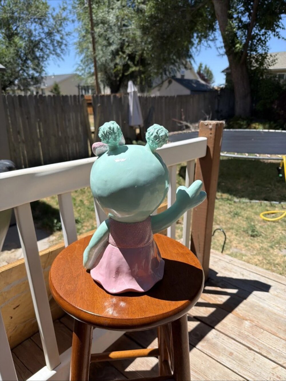Summerween Pastel Alien Girl With Pink Bow - NWOT - Picture 3 of 4